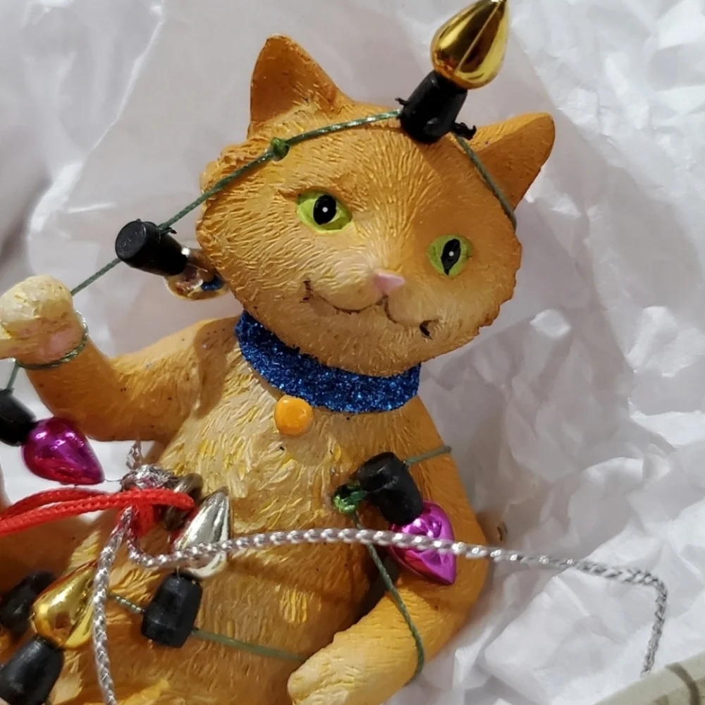 Kitten Cat Tangled in Holiday Lights  Ornament by Midwest Gift Ganz NWT